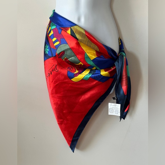 Picasso Vibrant Muticolor Abstract Large Square Scarf - Picture 5 of 10